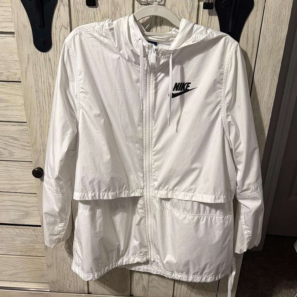 Nike White Hooded Windbreaker